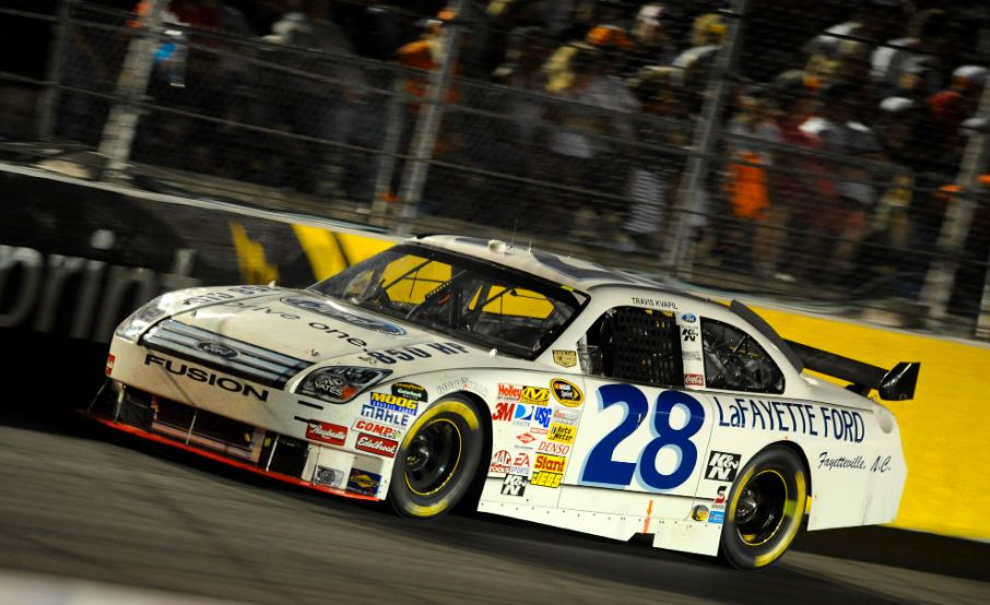 number 28 white car on the race track