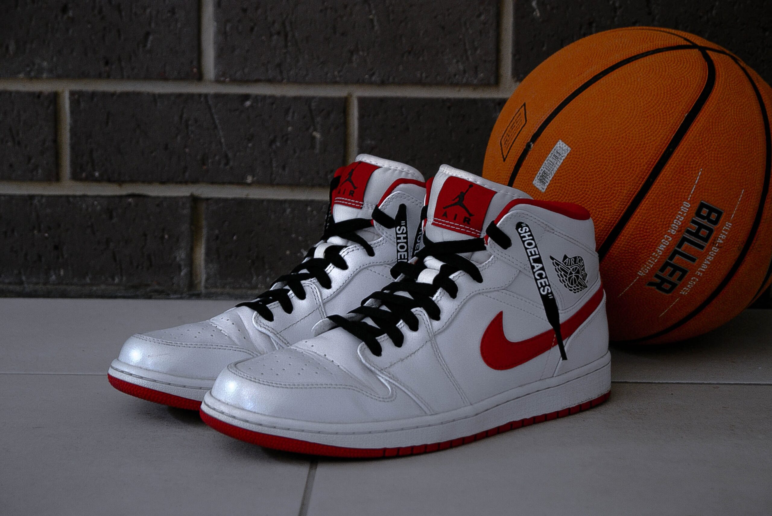 pair of white air Jordan