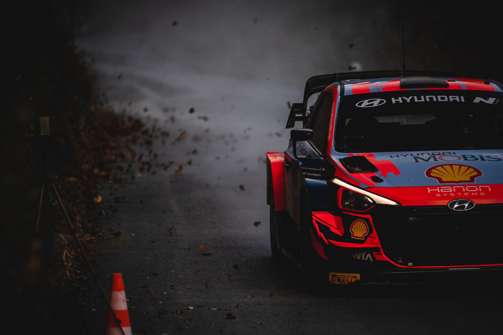 Beautiful shot of a Thierry Neuville testing Hyundai i20 Wrc plus before rally Monza