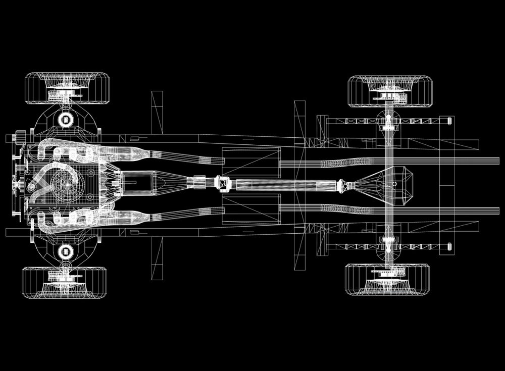 Car chassis and engine Design – Blueprint