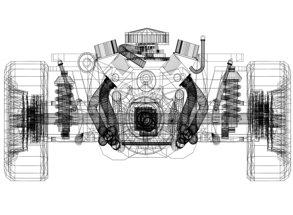 Car chassis and engine Design – Blueprint