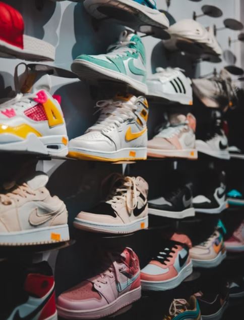 Air Jordan shoes on a rack