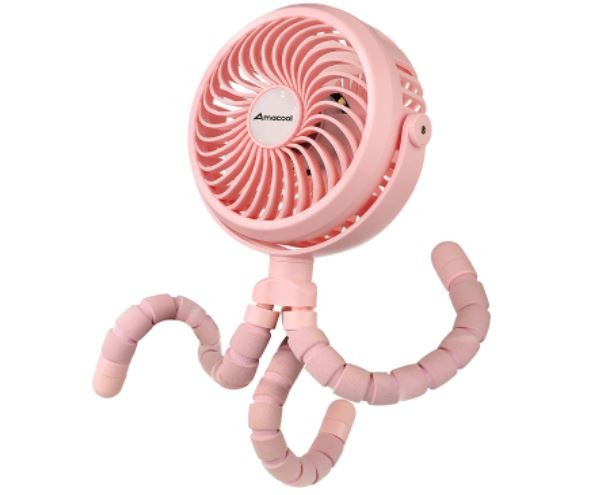 Battery-operated Clip-on Flexible Tripod Rotating Fan