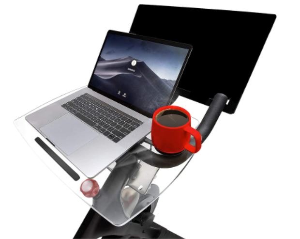 Laptop tray compatible with Peloton bikes for the workaholic fitness fanatic