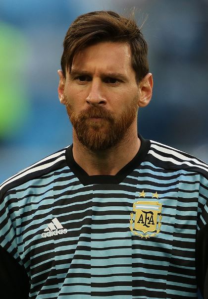 Lionel Messi wearing his football jersey